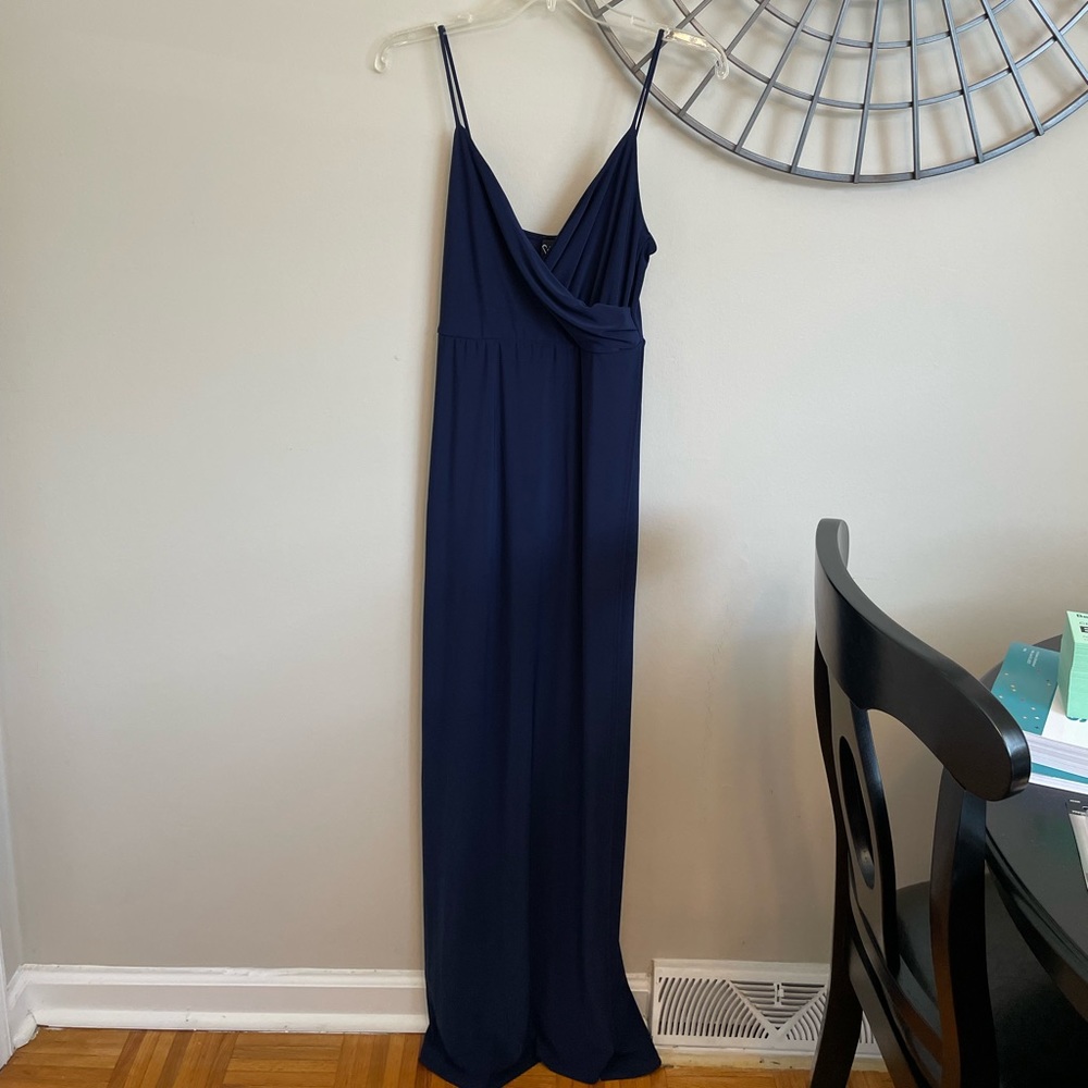 Navy Maxi Dress with Leg Slit